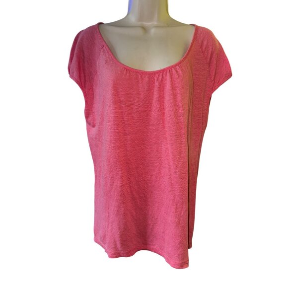 Ann Taylor Loft Womens‎ Scoop Neck Pink Linen Top XXL Boho Casual Summer Beach - Picture 1 of 6